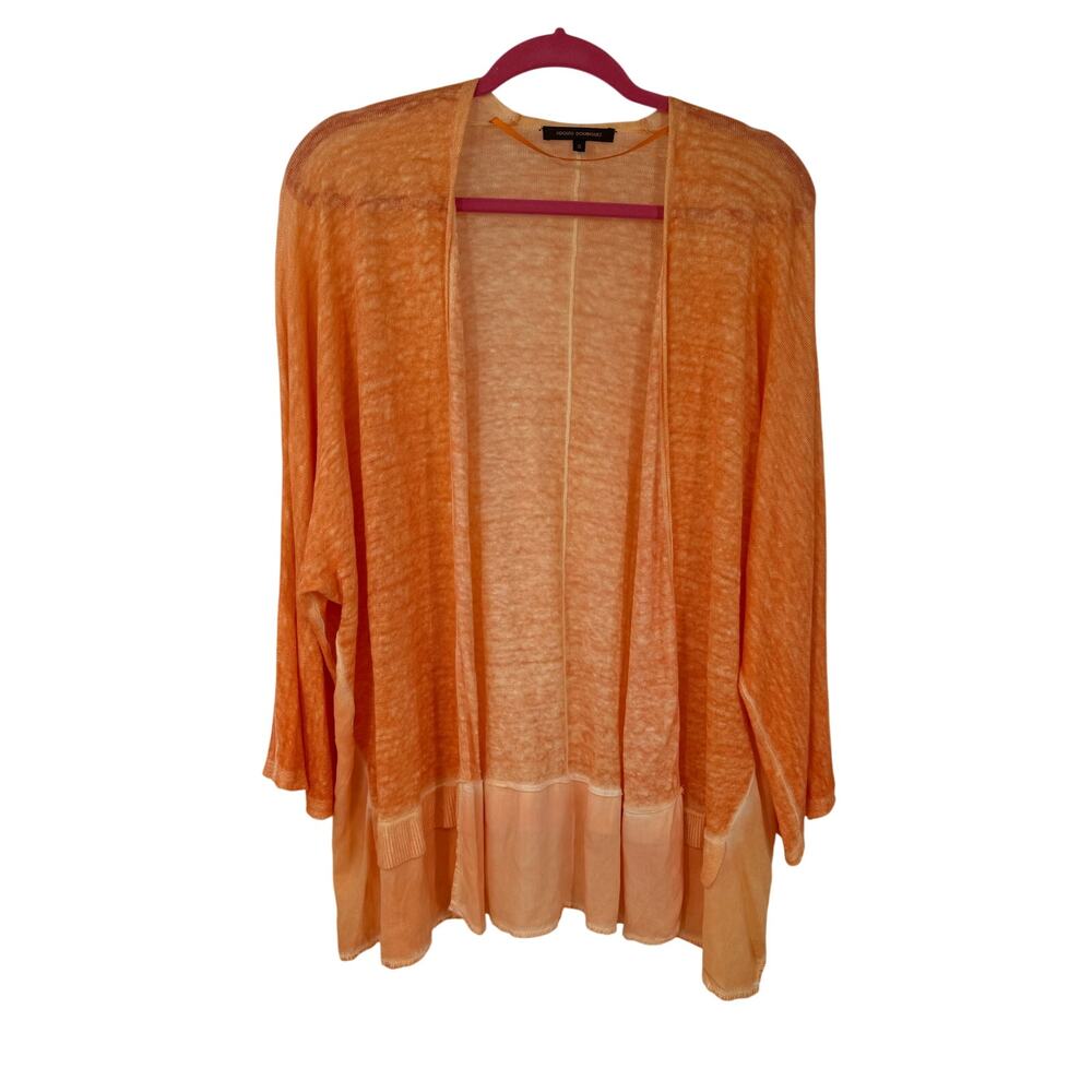 Adolfo Dominguez Womens 100% linen Open Cardigan Size S Orange Oversized Coastal
